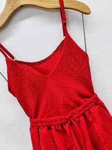 Women's Blouse Sleeve Shorts Set - Red - View 2