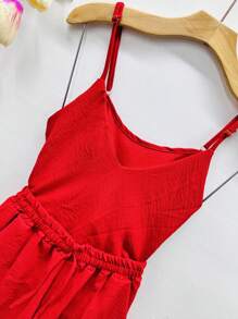 Women's Blouse Sleeve Shorts Set - Red - View 3