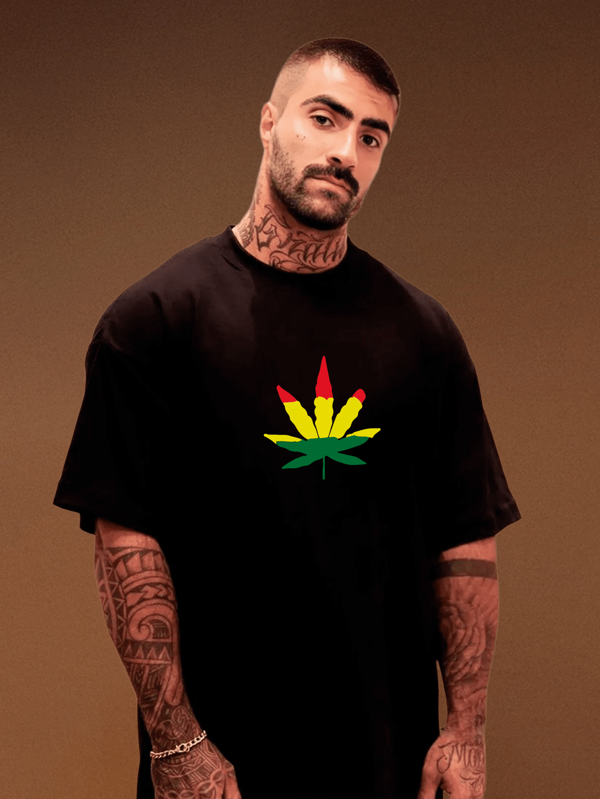 Camiseta Oversized Masculina Gola 2x1 Ribana - Planta