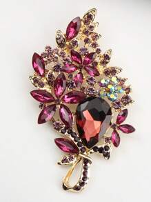 1入華麗的完美水晶巴洛克领带胸針女性时尚钻石经典大徽章復古女士派對宴會胸針