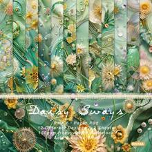 24 Sheets 6"X6" Green Daisy Scrapbook Paper Scrapbooking Patterned Paper Pack DIY Craft Background Paper 1Pack - Multicolor - View 5