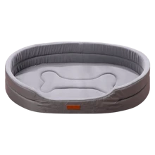 牛津布海绵宠物床，防水宠物窝 - 灰色 - 查看 3