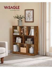 VASAGLE Estantería de 8 Compartimentos, Unidad de Almacenamiento no Empotrado, 11 x 35.4 x 39.4 Pulgadas, Color café rústico - Óxido marrón - Ver 2