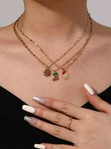 1 chiếc vòng cổ mặt dây chuyền hình giọt dầu bằng thép titan thời trang tối giản, thích hợp cho phụ nữ đeo hàng ngày và Giáng sinh - vòng cổ - Xem 8