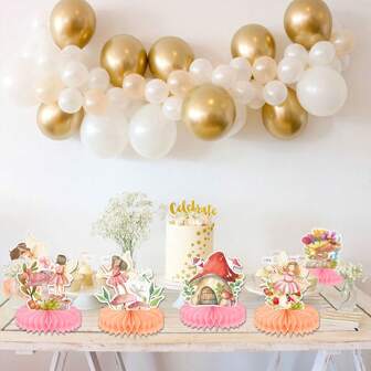 Fairy Honeycomb Centerpieces Birthday Decorations - 9PCS Fairy Party Centerpieces For Table, Butterfly Flower Fairies Theme Party Decorations, My Fairy Birthday Party Supplies