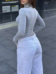 极简主义高领设计修身打底长袖 T 恤，秋冬季新款