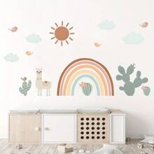 1 miếng dán tường PVC hình cây xương rồng mây cầu vồng, họa tiết động vật hoạt hình dễ thương, cây cối và mặt trời, trang trí bằng vinyl tự dính có thể tháo rời, lý tưởng cho lối vào, hiên nhà, phòng khách, phòng ngủ, trang trí phòng trẻ em. - Nhiều màu - Xem 6