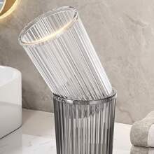 Elegant Simple Transparent Round Bathroom Toothbrush Cup, Portable Water Cup Couple Gargle Cup, Minimalist Design Home Bathroom Decor Summer Back To School