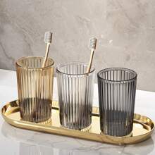 Elegant Simple Transparent Round Bathroom Toothbrush Cup, Portable Water Cup Couple Gargle Cup, Minimalist Design Home Bathroom Decor Summer Back To School