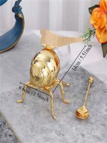 Large Gold Bee Sugar Bowl, European-Style Kitchen Spice Jar With Spoon, High-End Creative Home Decor, High-Grade Kitchen Seasoning Pot, Gold