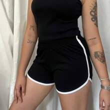 Shorts And Top Set For Sleeping, Women's Pajamas, PP To GG - 黑色 - 查看 2