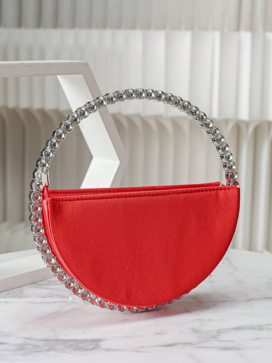 Túi xách đính đá Rhinestone thanh lịch, Ví cầm tay dự tiệc cổ điển, Túi xách dự tiệc trang trọng cho nữ dùng cho tiệc cưới - Đỏ - Xem 1