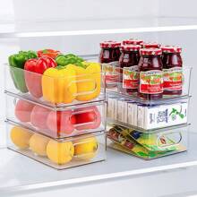 Kühlschrank Organizer Stapelbar, Aufbewahrungsbox Küche Organizer, Speisekammer Vorratsbehälter Durchsichtig Behälter für Kühlschrank, Küchen, Schränke - transparent - Übersicht 1
