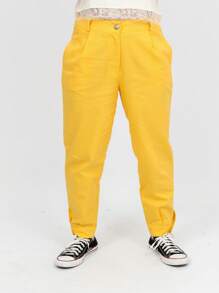 Formal Twill Pants - 黃色 - 查看 1