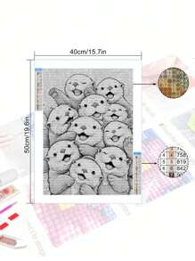 Tranh khảm kim cương 5D DIY, Chú chó con dễ thương, Bộ tranh kim cương, Tranh khảm trang trí tường nhà, Quà tặng Giáng sinh, Halloween, Lễ Tạ ơn cho bạn bè - Đen và trắng - Xem 3