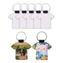 5 buc Kit de fabricare breloc pe două fețe, din piele PU, imprimare prin transfer de căldură, breloc pandantive pentru artizanat, cadouri, brelocuri auto (rotunde, dreptunghiulare, pătrate, forme de tricou) Cadouri pentru femei