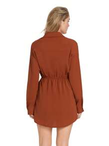 Women Jumpsuit, Long Sleeve Turn-Down Collar Button-Down Shirt Bodysuit Streetwear