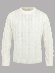 1 st. vit herrtröja med dragsko och jacquardmönster, höst/vinter, i vitt, college-modell