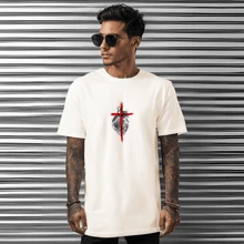 T-Shirt Catholic Shirt Printed Prayer Creed Back - 奶油色 - 查看 2