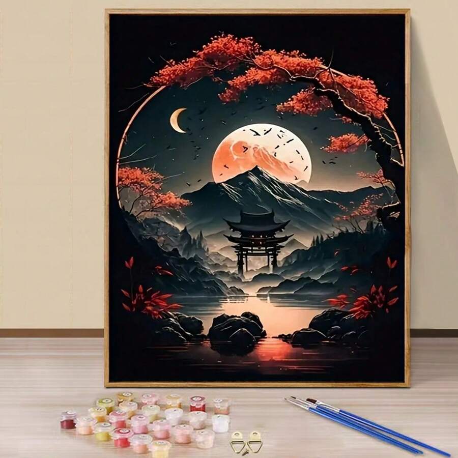 Bộ tranh tô màu theo số dành cho người lớn - Vải bạt 16x20", Bộ tranh Acrylic dễ vẽ kèm cọ và màu - Hoàn hảo để trang trí nhà cửa và làm quà tặng vào các dịp sinh nhật, Ngày của cha, Ngày của mẹ - màu đen - Xem 1