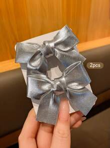 2-4 件女孩圣诞金色和银色 PU 皮革蝴蝶结发夹 - 彩色 - 查看 10