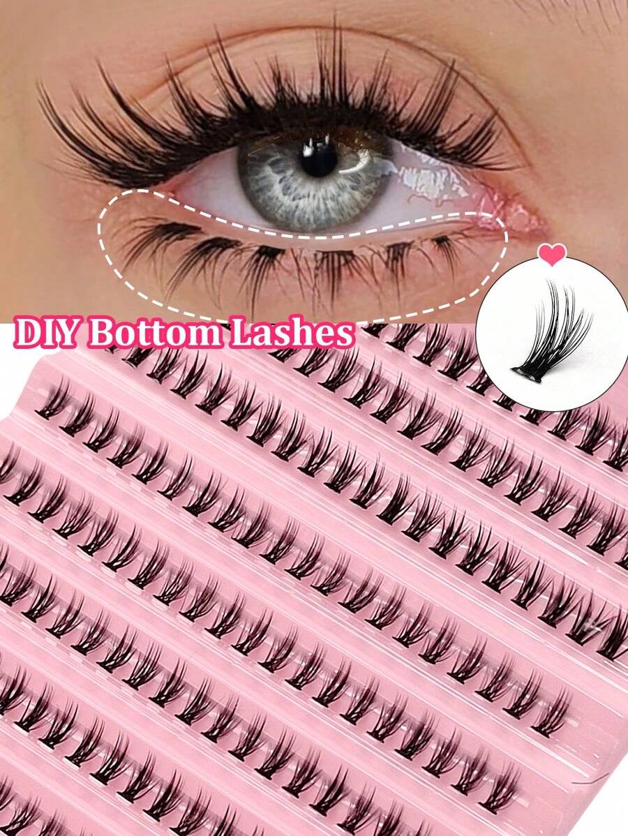 Asiteo 200Pcs C Curl Cluster Lashes Lower Eyelashes - Natural-Looking, Reusable Bottom Lashes, DIY Eyelash Extensions For Beginners Easy To Use, Salon-Quality, Long-Lasting, False Eyelash Extensions Lash Clusters, Eyelash Clusters, Individual Eyelashes, Lashes, Fake Lashes - C - View 1