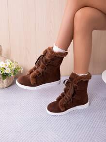 Modische, stilvolle, sexy, vielseitige, wasserdichte Plateau-Kurzstiefel, bequeme, süße Kurzstiefel mit niedrigem Absatz und rutschfester Sohle, Outdoor-Country-Resort-Stiefel für Damen, Schneestiefel, Wadenlange Stiefel, Keilabsatz-Stiefel mit dicker Sohle, Cowboystiefel, Kampfstiefel, Partyschuhe, Laufstiefel, Wanderstiefel, Schnürstiefel, warme, flauschige, strapazierfähige Schuhe