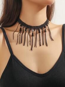 1 chiếc vòng cổ mặt dây chuyền pha lê cổ áo phong cách Gothic ren đen cổ điển, vòng cổ choker hoa ren phóng đại dành cho nữ, vòng cổ hoa ren gợi cảm đa năng dành cho hộp đêm, tiệc tùng, lễ hội - màu đen - Xem 5