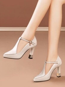 Zapatos de tacón alto con plataforma y punta fina, tallas del 34 al 43, tamaño 41, sexy; Bombas de tacón grueso y correas versátiles, talla 42