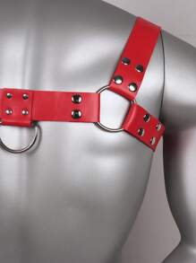 Red Male PU Leather Chest Harness Strap Adjustable Shoulder Belt Clothing Accessories For Men