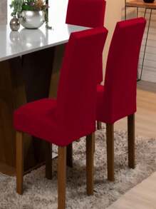 Kit Of 4 Chair Covers In Plain And Printed Fabric In Various Colors - 紅色 - 查看 2