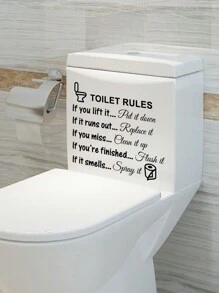 1/2/4pcs Toilet Rules Bathroom Wall Decor Stickers, DIY Removable Vinyl Art Bathroom Decor Wall Quotes Stickers Sign For Door Living Room Home Decorations