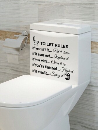 1/2/4pcs Toilet Rules Bathroom Wall Decor Stickers, DIY Removable Vinyl Art Bathroom Decor Wall Quotes Stickers Sign For Door Living Room Home Decorations