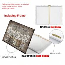1pc Houten ingelijste rustieke wandkunst Daisy vlinder cadeau canvas vintage bloemen wandkunst, bloemen inspirerende foto voor slaapkamer woonkamer badkamer kantoor wanddecoratie ingelijste huisdecoraties klaar om op te hangen met ingelijste, posters voor kamer, woondecoratie, vintage kamerdecoratie esthetiek, Cottagecore wanddecoratie