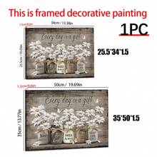 1pc Houten ingelijste rustieke wandkunst Daisy vlinder cadeau canvas vintage bloemen wandkunst, bloemen inspirerende foto voor slaapkamer woonkamer badkamer kantoor wanddecoratie ingelijste huisdecoraties klaar om op te hangen met ingelijste, posters voor kamer, woondecoratie, vintage kamerdecoratie esthetiek, Cottagecore wanddecoratie