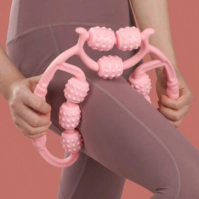 瑜伽按摩棒肌肉滚轮，腿部按摩脊状滚轮和瑜伽辅助工具，环形滚轮健身房配件