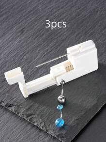 3 pièces/Set Pistolet de piercing pour le nombril jetable stérile 13G, 1 pièce Pistolet de piercing 13G, Combo de piercings pour le nombril multicolores, Facile à utiliser, Convient pour la beauté, Outil de piercing et accessoires pour une utilisation personnelle