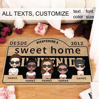 1 pezzo Tappeto morbido in peluche con testo natalizio personalizzato, base bianca, adatto per camera da letto e soggiorno, pieghevole, lavabile, durevole, ottimo regalo di Natale