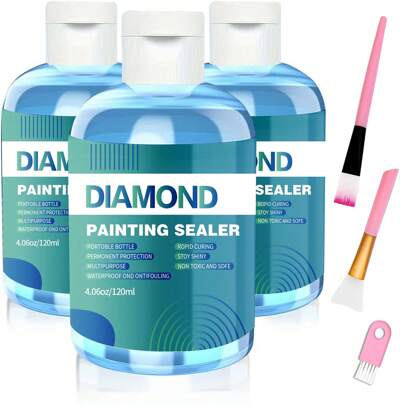 Diamond Painting Sealer Kits 120ML With 3 Pcs Brushes,Diamond Art Sealer Puzzle Glue Diamond Painting Accessories And Tools For Adults (4OZ)