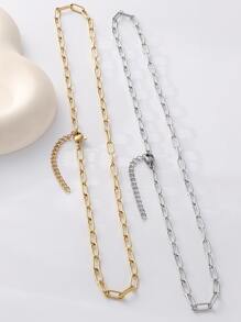 Stainless Steel Waterproof & Fade-Resistant Simple Gold Cross Chain Necklace And Bracelet Set, Suitable For Women's Daily Wear