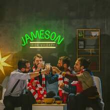 1 Pcs Jameson Irish Whiskey LED Neon Beer Signs, Beer Cheers Wall Decor Bar Light Up Sign For Home Bar Man Cave Pub Business Party, USB Powered Neon Bar Signs(14.8x6.6inch) - 彩色 - 查看 1