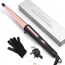 1325mm Gold Conical Curling Iron, Single Heat Setting For Home Use, Includes Heat Resistant Glove - UK Plug(220-240V) - View 1