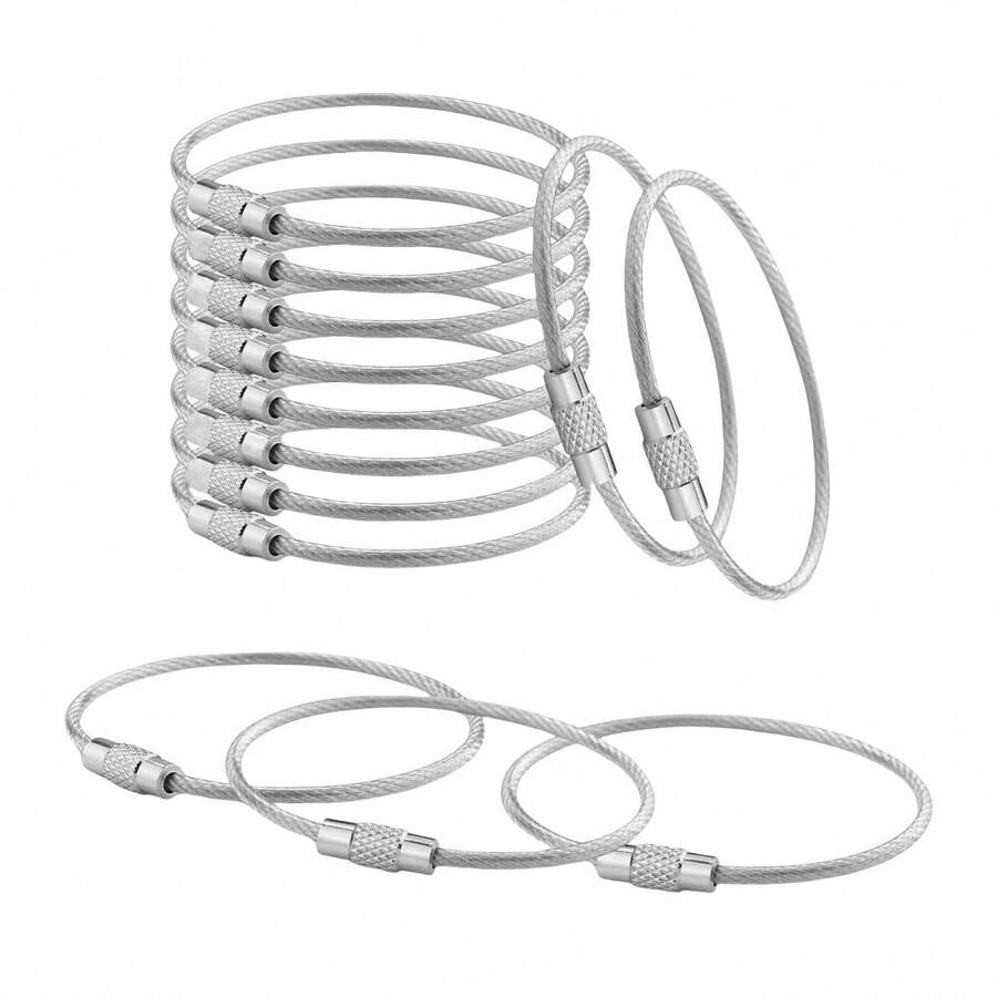 9/16/25 件钢丝钥匙扣线、不锈钢钥匙圈和钥匙链、男女收纳整理器、行李箱和旅行标签 - 銀色 - 查看 1