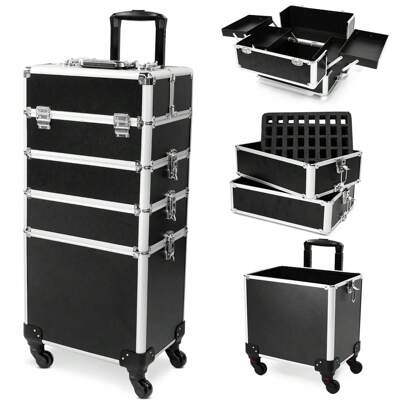 Rolling Makeup Train Case Large Storage Cosmetic Trolley 4 In 1 Large Capacity Trolley Makeup Travel Case Salon Barber Case Traveling Cart Trunk -Christmas Gift/Present For Lover/ Her/ Girlfriend/Mother/Women/Wife,Travel Essential,Travel,Valentine's Day,Room Decor,Purse Essentials,Makeup Bags For Women,Purse Essential Items,Cruise Essential,Designer Handbags,Basics,Vanity Essentials,Room,Cute Makeup Bag