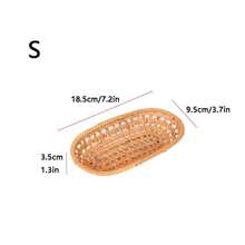 1pc Woven Rattan Mini Tray, Snack Plate, Fruit Basket, Bread Basket, Bowl For Home Decor, Kitchen, Christmas