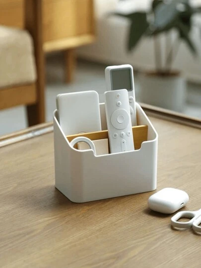 1 pieza Caja de almacenamiento de partición de bambú y madera, caja de almacenamiento multifuncional creativa para el escritorio, cosméticos, brochas de maquillaje, papelería, control remoto, organizador de escritorio, soporte para control remoto, caja de almacenamiento con compartimentos múltiples, partición de bambú y madera, ahorro de espacio, regalo de cumpleaños, para trabajadores de oficina, usuarios domésticos, entusiastas de la electrónica, amantes de los gadgets digitales, entusiastas de la organización del escritorio, entusiastas del maquillaje (sin parche)