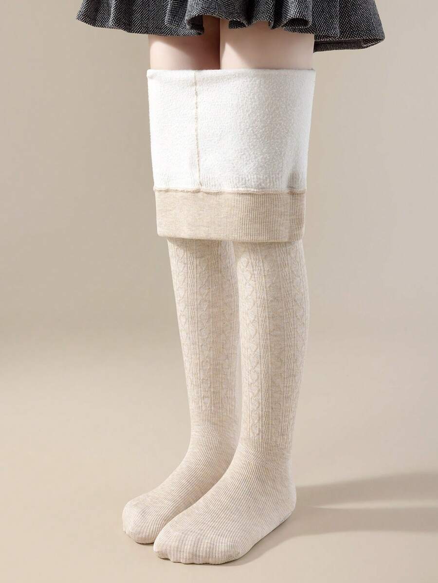 1 Pair Children/Teens Thick Tights, Autumn/Winter Essential With Non-Slip Sole, Suitable For Ages 2-16