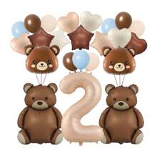 32pcs Bear Balloon Set, 40inch Brown Bear Balloons 101.6cm Large Size, Suitable For Decorating Birthday Balloons, Foil Animal Balloons Theme Party Decor - Multicolor - View 13