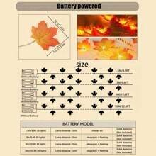 1 set 10/20/40/80 luces LED con forma de hojas de arce artificial, luces LED de hadas con guirnalda colgante, aptas para el hogar, Acción de Gracias, vacaciones, guardería, dormitorio, patio, jardín, chimenea, porche, carpa, decoración interior para fiestas - Multicolor - Ver 3