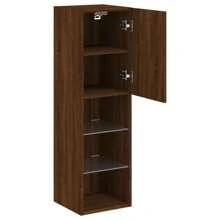 vidaXL Meuble TV avec LED Marron clair 30,5x30x102 cm